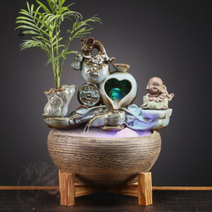 Fontaine japonaise traditionnelle en bois et pierre