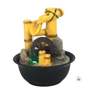 Fontaine de jardin style zen avec éclairage doux