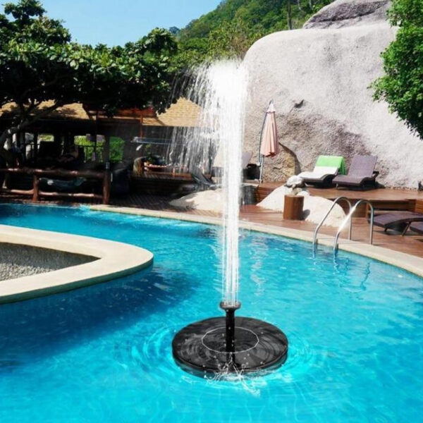 Fontaine solaire pour piscine, décoration de jardin éco-responsable