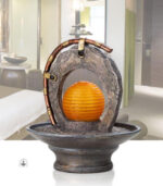 Élément de décoration zen, lampe et fontaine réunies