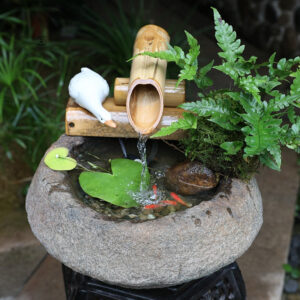Fontaine décorative en bambou pour intérieur