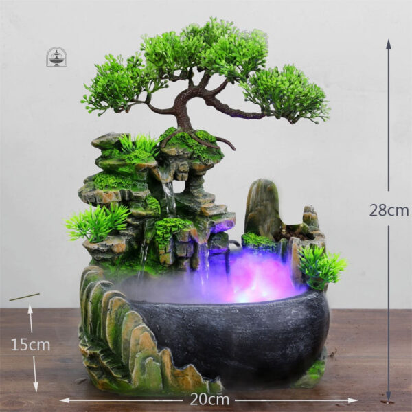 Petite fontaine avec lumières colorées pour ambiance relaxante