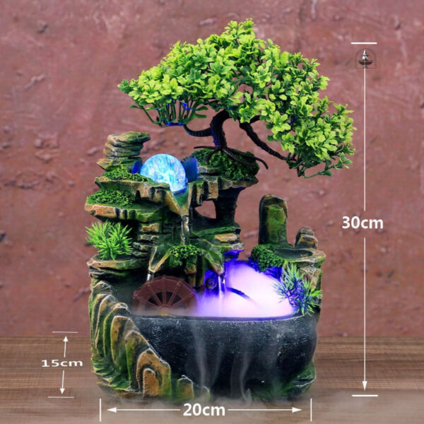 Fontaine lumineuse créant une atmosphère zen